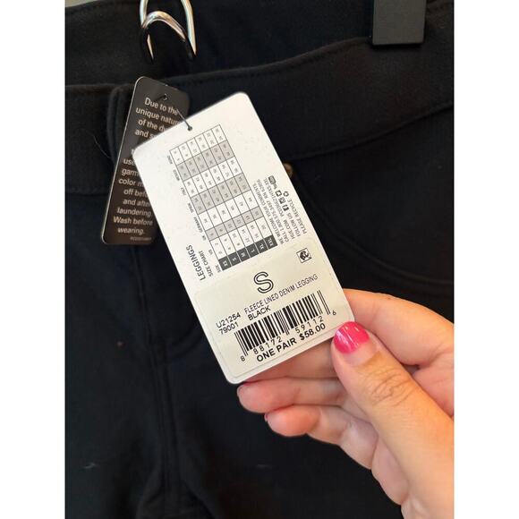 HUE Women's Black Ultra Soft Fleece Lined Denim Leggings Size S - Picture 8 of 8